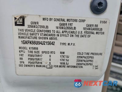 Zdjęcie 13 z 13 samochodu: 2004 GMC YUKON XL DENALI VIN:1GKFK66U94J215642 - miniatura