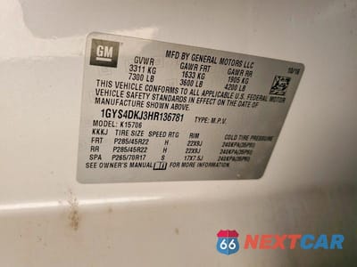 Zdjęcie 13 z 13 samochodu: 2017 CADILLAC ESCALADE PLATINUM VIN:1GYS4DKJ3HR136781 - miniatura