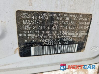 Zdjęcie 12 z 12 samochodu: 2021 HYUNDAI IONIQ SE VIN:KMHC65LD3MU254996 - miniatura