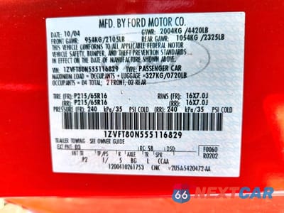 Zdjęcie 12 z 12 samochodu: 2005 FORD MUSTANG VIN:1ZVFT80N555116829 - miniatura