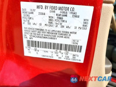 Zdjęcie 13 z 13 samochodu: 2008 FORD ESCAPE XLS VIN:1FMCU02Z08KC08551 - miniatura