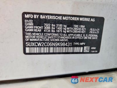 Zdjęcie 14 z 14 samochodu: 2022 BMW X7 XDRIVE40I VIN:5UXCW2C06N9K98431 - miniatura