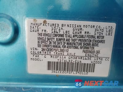 Zdjęcie 12 z 12 samochodu: 2015 NISSAN VERSA NOTE SV VIN:3N1CE2CP5FL390112 - miniatura