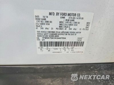 Zdjęcie 13 z 13 samochodu: 2019 FORD EXPLORER XLT VIN:1FM5K7D81KGA07554 - miniatura