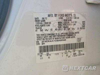 Zdjęcie 13 z 13 samochodu: 2013 FORD EDGE SEL VIN:2FMDK4JC1DBA90545 - miniatura