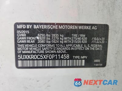Zdjęcie 12 z 12 samochodu: 2015 BMW X5 XDRIVE35I VIN:5UXKR0C5XF0P11458 - miniatura