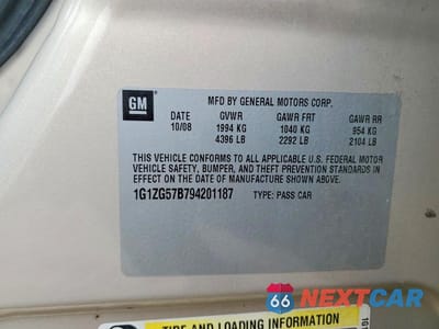 Zdjęcie 12 z 12 samochodu: 2009 CHEVROLET MALIBU LS VIN:1G1ZG57B794201187 - miniatura
