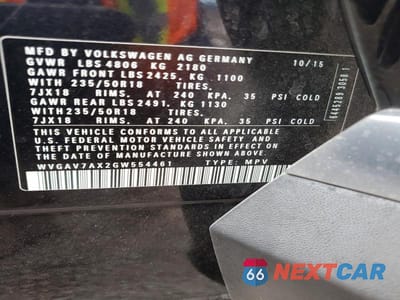 Zdjęcie 14 z 14 samochodu: 2016 VOLKSWAGEN TIGUAN S/SE/SEL/R-LINE VIN:WVGAV7AX2GW554461 - miniatura