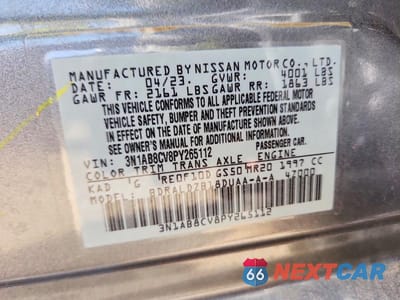 Zdjęcie 12 z 12 samochodu: 2023 NISSAN SENTRA SV VIN:3N1AB8CV8PY265112 - miniatura