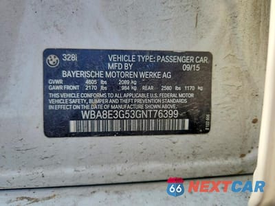 Zdjęcie 12 z 12 samochodu: 2016 BMW 328 XI SULEV VIN:WBA8E3G53GNT76399 - miniatura
