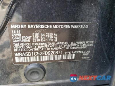Zdjęcie 12 z 12 samochodu: 2015 BMW 535 I VIN:WBA5B1C52FD920871 - miniatura
