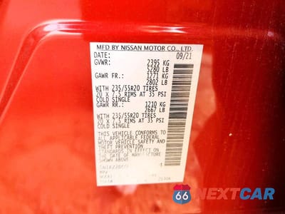 Zdjęcie 13 z 13 samochodu: 2021 NISSAN MURANO PLATINUM VIN:5N1AZ2DS0MC145914 - miniatura