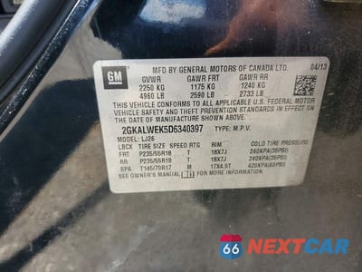 Zdjęcie 13 z 13 samochodu: 2013 GMC TERRAIN SLT VIN:2GKALWEK5D6340397 - miniatura