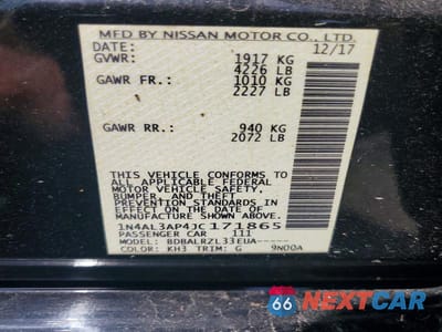 Zdjęcie 13 z 13 samochodu: 2018 NISSAN ALTIMA 2.5 SL VIN:1N4AL3AP4JC171865 - miniatura