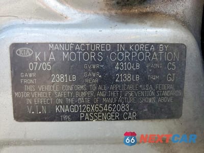 Zdjęcie 12 z 12 samochodu: 2006 KIA OPTIMA LX VIN:KNAGD126X65462083 - miniatura