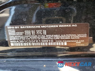 Zdjęcie 12 z 12 samochodu: 2015 BMW 320 I VIN:WBA3B1C55FK138910 - miniatura