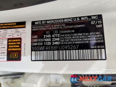 Zdjęcie 12 z 12 samochodu: 2015 MERCEDES-BENZ C 300 4MATIC VIN:55SWF4KB8FU095267 - miniatura