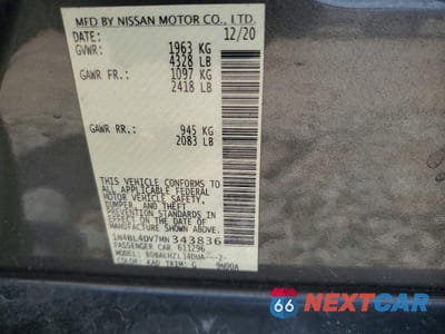 Zdjęcie 12 z 12 samochodu: 2021 NISSAN ALTIMA SV VIN:1N4BL4DV7MN343836 - miniatura