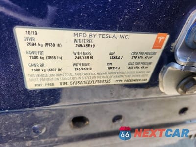 Zdjęcie 14 z 14 samochodu: 2020 TESLA MODEL S VIN:5YJSA1E2XLF354135 - miniatura