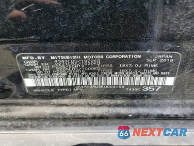 Zdjęcie 13 z 13 samochodu: 2019 MITSUBISHI OUTLANDER SPORT ES VIN:JA4AP3AU3KU003158 - miniatura