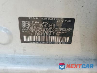 Zdjęcie 12 z 12 samochodu: 2008 SUBARU IMPREZA 2.5I VIN:JF1GE61648H515169 - miniatura