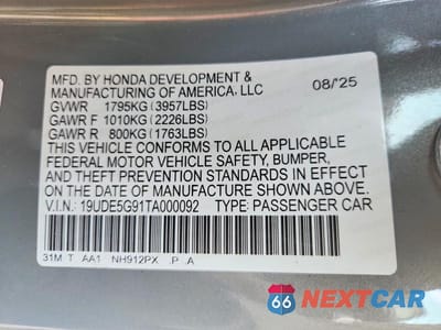 Zdjęcie 12 z 12 samochodu: 2026 ACURA INTEGRA TYPE S VIN:19UDE5G91TA000092 - miniatura