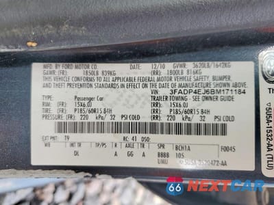 Zdjęcie 13 z 13 samochodu: 2011 FORD FIESTA SE VIN:3FADP4EJ6BM171184 - miniatura