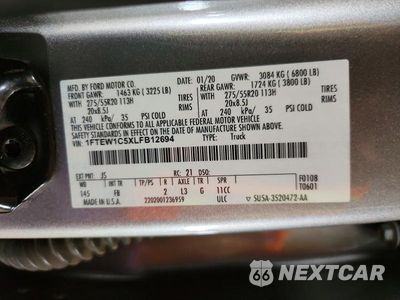 Zdjęcie 12 z 12 samochodu: 2020 FORD F150 SUPERCREW VIN:1FTEW1C5XLFB12694 - miniatura