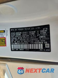 Zdjęcie 12 z 12 samochodu: 2018 HONDA CLARITY VIN:JHMZC5F17JC013323 - miniatura