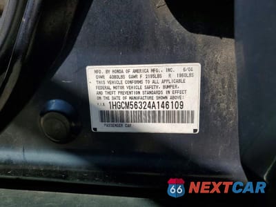 Zdjęcie 12 z 12 samochodu: 2004 HONDA ACCORD LX VIN:1HGCM56324A146109 - miniatura