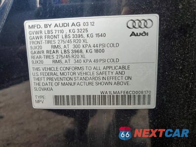 Zdjęcie 13 z 13 samochodu: 2012 AUDI Q7 PREMIUM PLUS VIN:WA1LMAFE6CD008170 - miniatura