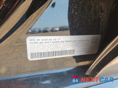 Zdjęcie 12 z 12 samochodu: 2012 AUDI A4 PREMIUM PLUS VIN:WAUFFAFL3CN020909 - miniatura