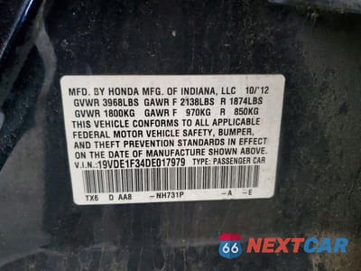 Zdjęcie 12 z 12 samochodu: 2013 ACURA ILX 20 VIN:19VDE1F34DE017979 - miniatura
