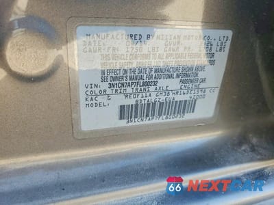 Zdjęcie 12 z 12 samochodu: 2015 NISSAN VERSA 1.6 SL VIN:3N1CN7AP7FL800232 - miniatura