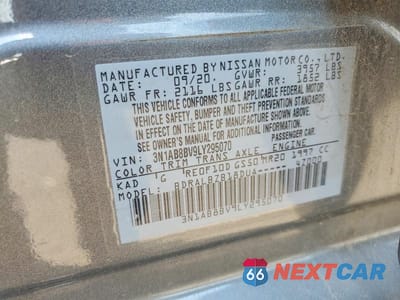 Zdjęcie 12 z 12 samochodu: 2020 NISSAN SENTRA S VIN:3N1AB8BV9LY295070 - miniatura