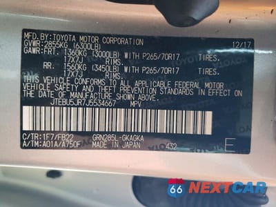 Zdjęcie 14 z 14 samochodu: 2018 TOYOTA 4RUNNER SR5 VIN:JTEBU5JR7J5534667 - miniatura