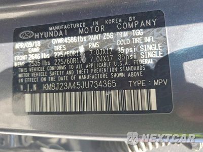 Zdjęcie 12 z 12 samochodu: 2018 HYUNDAI TUCSON SE VIN:KM8J23A45JU734365 - miniatura