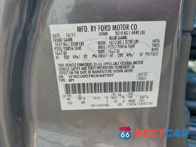 Zdjęcie 13 z 13 samochodu: 2012 FORD ESCAPE XLT VIN:1FMCU0D79CKA97597 - miniatura
