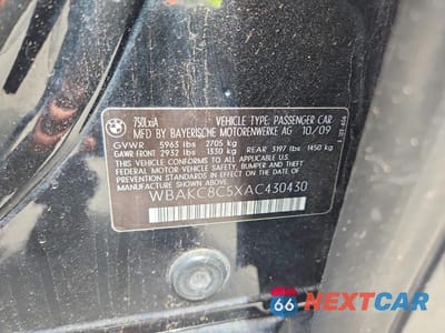 Zdjęcie 13 z 13 samochodu: 2010 BMW 750 LI XDRIVE VIN:WBAKC8C5XAC430430 - miniatura