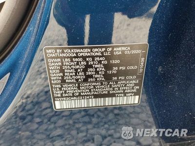 Zdjęcie 13 z 13 samochodu: 2020 VOLKSWAGEN ATLAS CROSS SPORT SE VIN:1V2YE2CA6LC212472 - miniatura