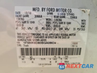 Zdjęcie 14 z 14 samochodu: 2011 FORD EXPLORER XLT VIN:1FMHK8D80BGA08634 - miniatura