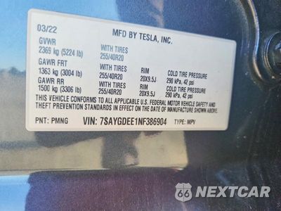 Zdjęcie 12 z 12 samochodu: 2022 TESLA MODEL Y VIN:7SAYGDEE1NF386904 - miniatura