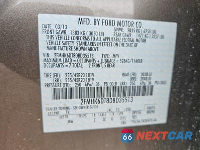 Zdjęcie 13 z 13 samochodu: 2013 FORD FLEX LIMITED VIN:2FMHK6DT8DBD35513 - miniatura