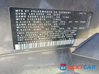Zdjęcie 12 z 12 samochodu: 2014 VOLKSWAGEN TIGUAN S VIN:WVGBV3AX5EW621354 - miniatura