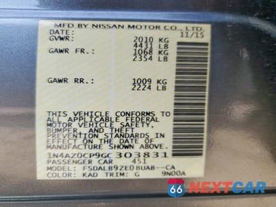 Zdjęcie 13 z 13 samochodu: 2016 NISSAN LEAF S VIN:1N4AZ0CP9GC303831 - miniatura