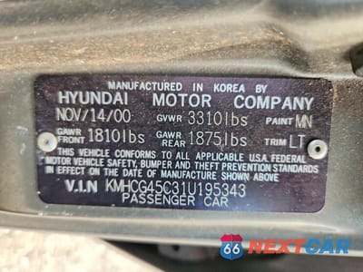 Zdjęcie 12 z 12 samochodu: 2001 HYUNDAI ACCENT GL VIN:KMHCG45C31U195343 - miniatura