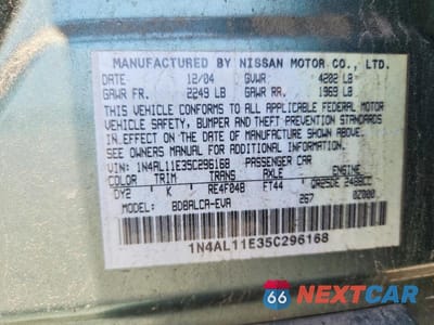 Zdjęcie 13 z 13 samochodu: 2005 NISSAN ALTIMA 2.5 VIN:1N4AL11E35C296168 - miniatura