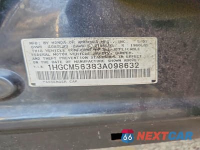 Zdjęcie 13 z 13 samochodu: 2003 HONDA ACCORD LX VIN:1HGCM56383A098632 - miniatura