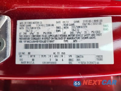 Zdjęcie 13 z 13 samochodu: 2013 FORD ESCAPE SEL VIN:1FMCU9H91DUB11997 - miniatura