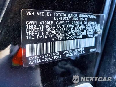 Zdjęcie 12 z 12 samochodu: 2013 TOYOTA AVALON HYBRID LIMITED VIN:4T1BD1EBXDU016486 - miniatura